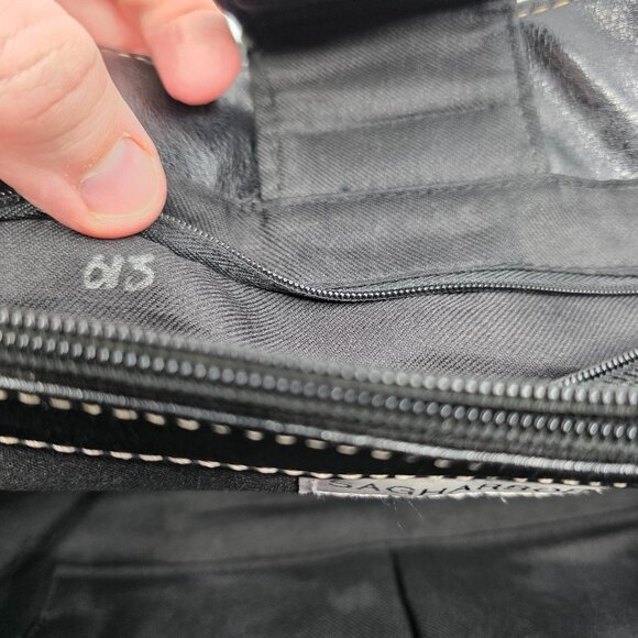 Sag Harbor Black Faux Leather Double Strap Shoulder Bag with Contrast Stitching - Picture 15 of 16